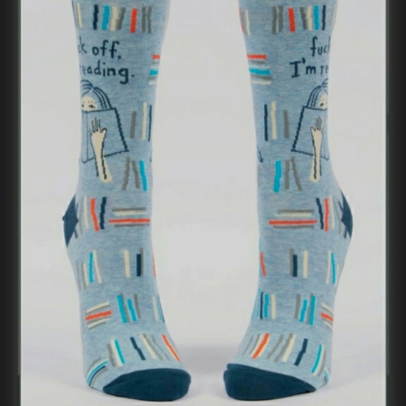 BLUE Q Fuck Off, I'm Reading W-Crew Socks - Picture 4 of 4